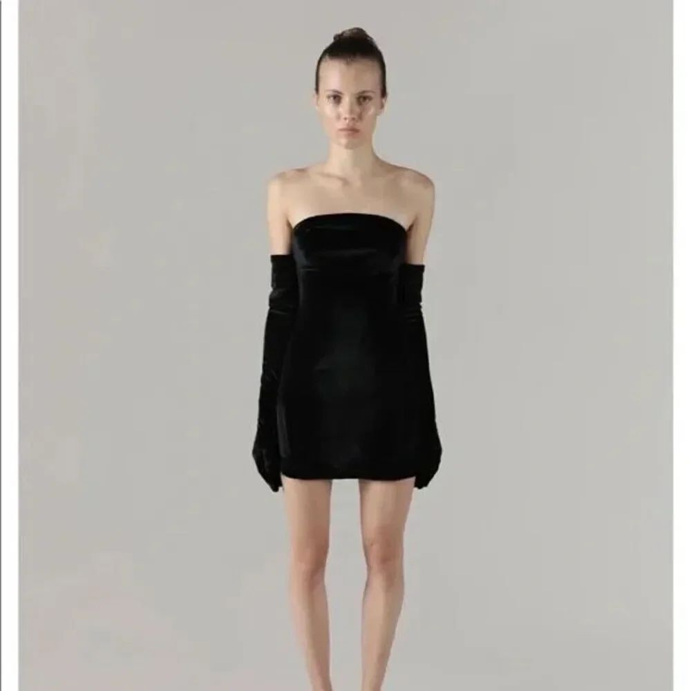 NWT Miscreants London x Revolve Black Velevet Cupid Mini Dress Size XS No Gloves